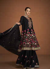 Outstanding Georgette Salwar Suit in Black